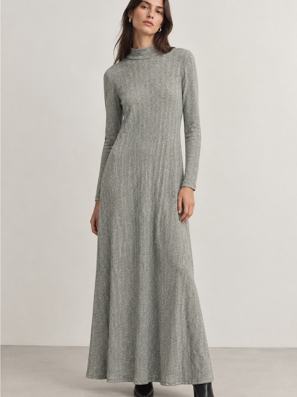 NWT ZARA Long Sleeve Green Knit Maxi Dress - Size M